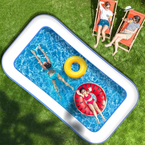 Large Inflatable Swimming Pool for Adults Kids - 130"x72"x22" Blow Up Pools Kiddie Pool with Pump, Oversized Thickened Family Inflatable Pools for Backyard Outdoor Garden Summer Water Party