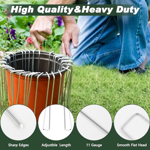 FEED GARDEN 6 Inch 50 Pack Hot-dip Galvanized Landscape Staples Plant Cover Spikes 11 Gauge Tent Stakes Garden Stakes Landscaping Fabric SOD Pins Yard Pins for Decoration Weed Barrier Fabric
