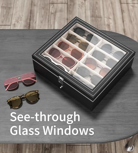 NEWLOOP 20 Slots Sunglass Organizer for Women Men Sunglasses Storage Box for Multiple Pairs of Eyeglass Holder Display Case