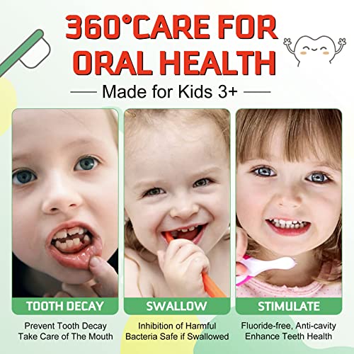 Foam Toothpaste Kids, Toddler Toothpaste with Low Fluoride, Kids Toothpaste, Foam Toothpaste for Children Ages 3 Plus (2PCS, Watermelon+Strawberry)