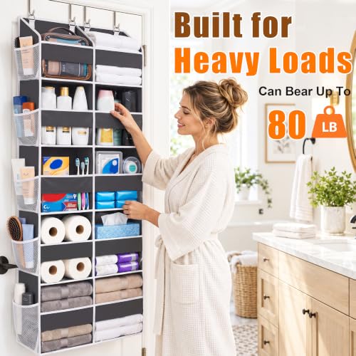 Heavy Duty Over Door Organizer 5 Tiers, 10 Front & 10 Mesh Pockets