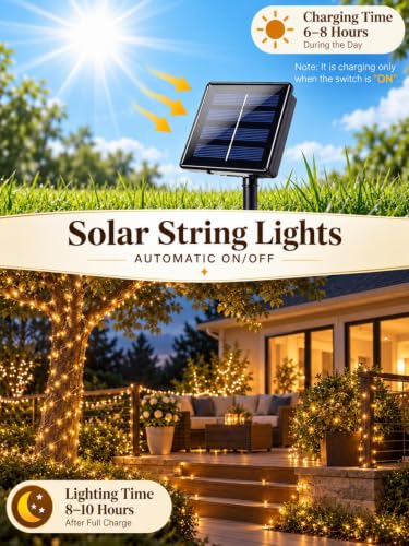 BHCLIGHT Solar String Lights Outdoor, 2 Pack 80 FT 200 LED Fairy Lights