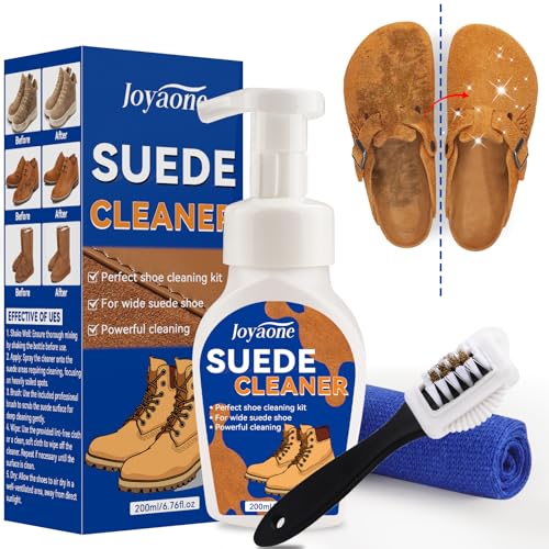 Suede Shoes Cleaner, No-Rinse Suede and Nubuck Cleaner with Brush & Towel, Shoe Cleaner Remove Stain & Water Mark for Suede Fabric
