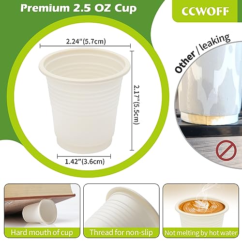 Compostable Disposable 3oz Bathroom Cups 100P Mouthwash Eco Friendly Plastic Paper Cups Biodegradable Bath Rinse Medicine Urine, Replace Mini Small Bathroom Cup 3 oz Paper Plastic Cup