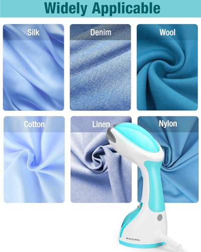 BEAUTURAL Steamer for Clothes, Portable Handheld Garment Fabric Wrinkles Remover, 30-Second Fast Heat-up, Auto-Off, Large Detachable Water Tank