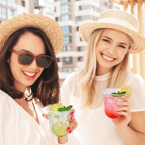 Vplus 12 oz Compostable Clear Plastic Cold Cups, 100 Pack Biodegradable Disposable Cups, BPA & PFAS Free, Plant-Based Plastic Cups for Juice, Wine, Parties, Weddings, and Everyday Use