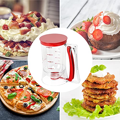 Batter separator Cupcakes Pancakes Cookie Cake Waffles Batter Dispenser cookie separator batter Cream Speratator Cup Measuring Baking Tools (red)