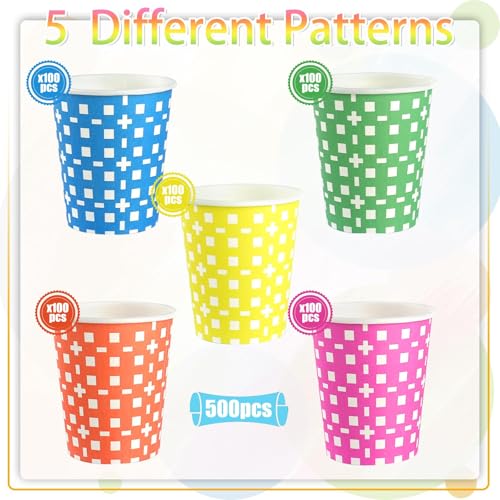 500Pack 5 oz Paper Cups, Multicolor Small Bathroom Mouthwash Disposable Paper Cups Dessert Dispenser for Home Use, Party, Picnic, Travel and Event, BBQ, 5 Colors
