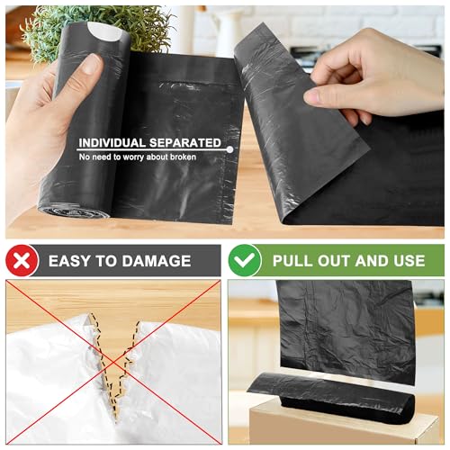 132 Count Small Trash Bags, 4 Gallon Drawstring Garbage Bags, Bathroom Wastebasket Liners, Tear-Free Plastic Bags for Toilet Home Office and Bedroom (Black)