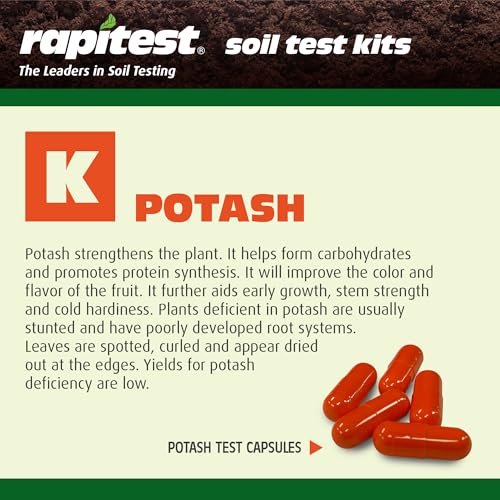Rapitest Soil Test Kit for Gardens, Vegetables, Flowers and Lawns. USA designed and assembled soil tester completely, quickly and accurately measures/analyzes soil pH acidity and garden nutrients.