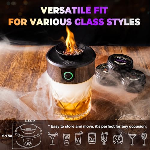 Electric Whiskey Smoker Kit with Torch, Father Day Gift for Whiskey Lover, 6 Wood Chips – Infuse Rich Smoky Flavors in Bourbon Old Fashioned & Cocktails, Birthday Gifts for Him, Dad (Without Butane)