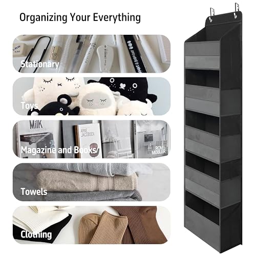 TYMENSH Over the Door Organizer for Bedroom Bathroom Pantry, 5 Shelf Black