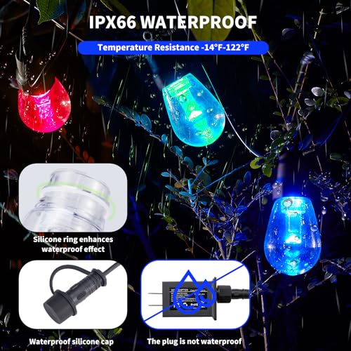 CAWWS Outdoor String Lights 50FT, Color Changing Patio Lights, Waterproof