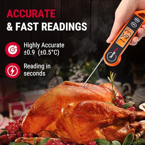 TempPro TP19H Digital Meat Thermometer for Cooking with Ambidextrous Backlit and Motion Sensing Kitchen Cooking Food Thermometer for BBQ Grill Smoker Oil Fry Candy Instant Read (Previously ThermoPro)