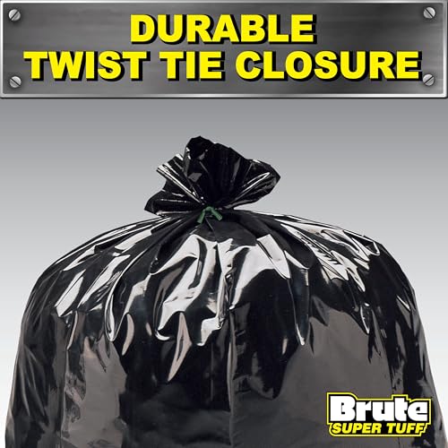 Brute Super Tuff Heavy Duty 2.2 MIL Contractor Bags, Extra Large Trash Bags, Twist Tie Closure, Black, 55 Gallon, 15 Count