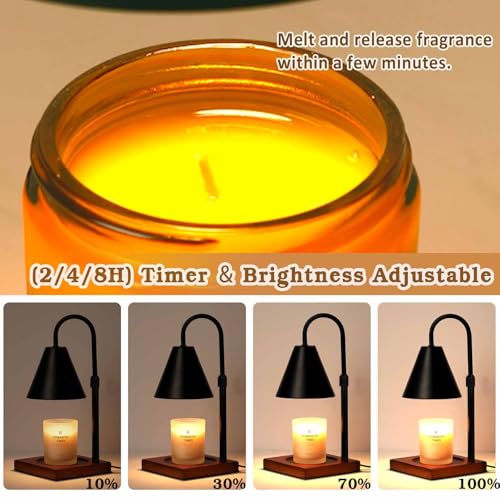 Modern Candle Warmer Lamp with Timer, Dimmable Candle Lamp Warmer, Men Women for Birthday Gifts, Valentines Day Gifts, Black Candle Warmer, Adjustable Candle Light, Cozy Living Room Bedroom Home Decor