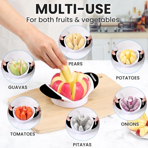 SCHVUBENR 3.5 Inch Apple Slicer - Professional Apple Cutter - Stainless Steel Apple Corer - Super Sharp Apple Slicer and Corer - Apple Tool with 8 Sharp Blades(Black)