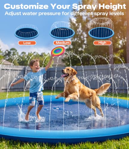 Raxurt Splash Pad for Kids and Dogs, 157'' Super Large Anti-Slip Splash Sprinkler Pad for Baby Toddler, Thicken Splash Pad Dog Pool Summer Outdoor Water Toys