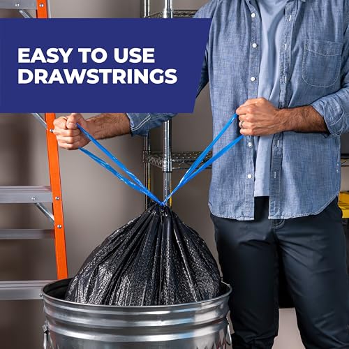 Hefty Ultra Strong 30 Gallon Trash Bags, Large Trash Bags, Multipurpose, Break Resistant Drawstring Closure, Resists Leaks, Punctures, and Tears, Black, Fabuloso Watermelon Scent, 50 Bags