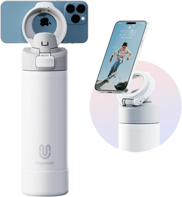 Insulated Magnetic Water Bottle - Reusable Stainless Steel Bottle with MagSafe Compatible Phone Holder - Keeps Cold for 24 Hours - Perfect for Gym