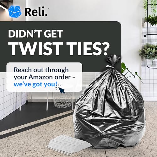 Reli. 40 to 45 Gallon Trash Bags Heavy Duty | 125 Count with Ties | Super Sizeable, Black, Serious Garbage Cleanup