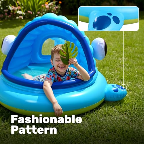 JOYIN Inflatable Shade Kiddie Pool,Whale Baby Pool Tent, Infant Swimming Pool for Kids （54" x 56" x 28"）,Blow Up Toddler Pool for Swim Party Toys Summer Water Beach Fun