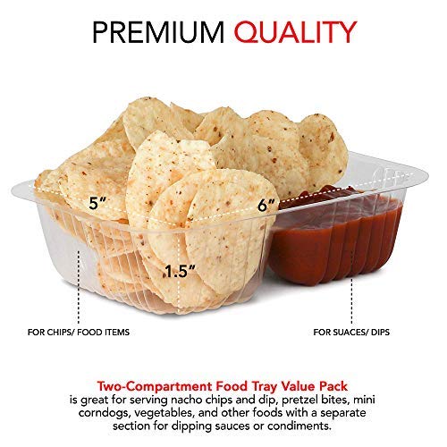 12oz Plastic Nacho Trays (100 Pack) Small Disposable Tray for Nachos & Cheese Dip, Concession Stand Supplies, Movie Night Snacks for Kids, Carnival Party Decorations, Food Boats, Snack Containers…