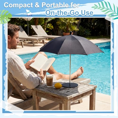 Novabright 1 PC Mini Drink Umbrella with Base, Desktop Table Umbrella for Drinks & Phones, Portable Sunshade for Outdoor Patio, Pool, Camping, Picnic(Classic Style,Black)