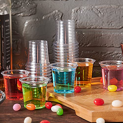 Lilymicky 500 PACK 1 oz Plastic Shot Glasses, 1 Ounce Clear Disposable Party Cups for Vodka, Whiskey, Tequila, Mini Plastic Containers for Sauce, and Sample Tasting