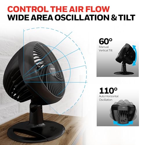 Honeywell Fan, Turbo Force Oscillating Table Fan with 3 Speeds, Air Circulator for Bedroom, Black, HT-906