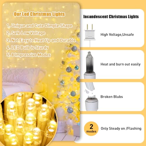 JMEXSUSS 100 LED String Lights Indoor Bedroom Warm White Christmas Lights