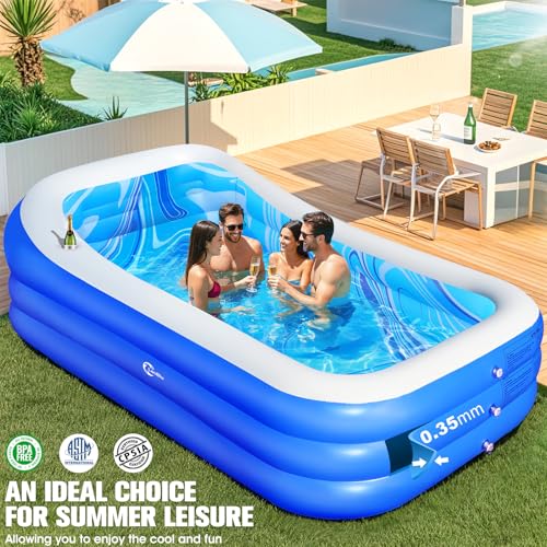 Inflatable Pool with Big Backrest and Seat,Oversized Thickened Large BlowUpPool for Adults,Inflatable Backyard Pools for Adult,Durable Swimming Pools Summer Water Party98 x63