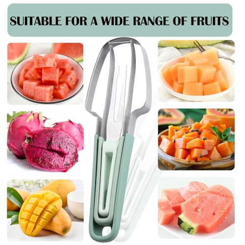 3-in-1 Watermelon Cutter Slicer Tool,Stainless Steel Watermelon Cutter Watermelon Popsicle Cutter Mold Watermelon Fork Fruit Cutter Tool for Kitchen Utility Gadgets