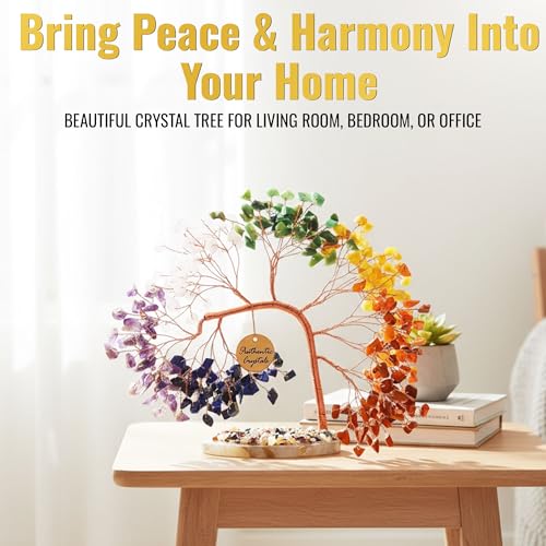 ANAYA AGATE 7 Chakra Crystal Tree of Life – Handmade Healing Gemstone Bonsai Trees for Home & Office Décor – Feng Shui Money Tree for Positive Energy, Good Luck & Spiritual for Women