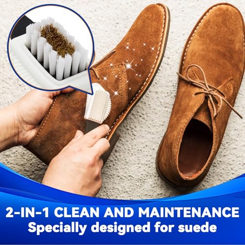 Suede Shoes Cleaner, No-Rinse Suede and Nubuck Cleaner with Brush & Towel, Shoe Cleaner Remove Stain & Water Mark for Suede Fabric
