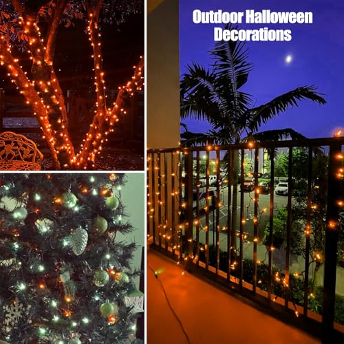 HISHINY Orange Halloween Lights,100 Count Incandescent Lights String with Black Wire,Ideal Outdoor Indoor Halloween Decorations Lights for Patio Home