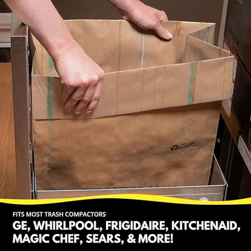 Kitchen Master Super Strong Compactor Bags (12 Pack) | Precuffed, Garbage Compactor Bags, Kitchen Liner, Paper Trash Bin Press, Kitchen Essential, Paper Garbage Press Liner