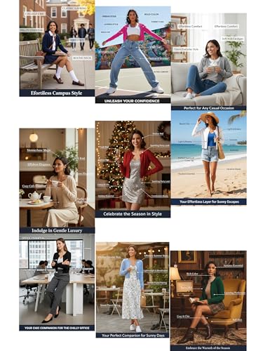 LETDIOSTO Cropped Cardigan Bolero Shrug for Women, Button Down Long Sleeve Knit Sweater for Dresses,for Jeans, XS to XL