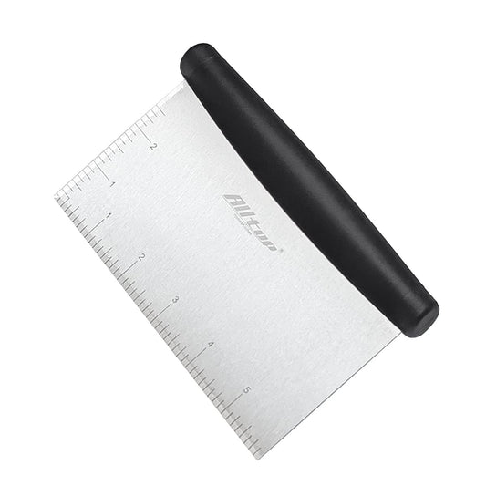 ALLTOP Bench Scraper & Chopper for Kitchen - Ideal Baking Essential Utensil,Stainless Steel Pastry/Dough/Food Cutter Tool for Cake Pizza Bread,Cooking - 1 Pack,Black