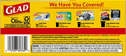 Glad Tall Kitchen Trash Bags 13 Gallon, Unscented Garbage Bags, Handle-Tie, 50 Count