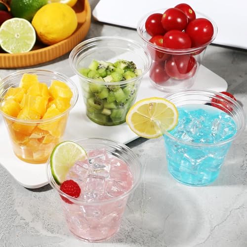 BYSNOW 250 Pack 9 oz Clear Plastic Cups, Disposable Cups for Party, Sturdy & Food Safe Plastic Wine Cups for Cocktail, Juice, Punch (9oz 250pack)
