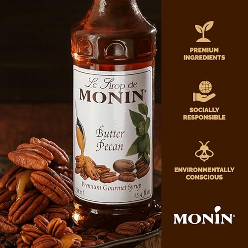 Monin - Butter Pecan Syrup | Premium Syrup for Coffee, Shakes, Cocktails & More | Clean Label with No Artificial Flavors, No Artificial Preservatives (BPA Free Glass Bottle, 750 ml)