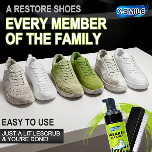 X-SMILE Sneaker Cleaning Kit, Foam Cleaner for White Shoes, PU & Synthetic, Canvas, Mesh & Rubber, Brush, Towel & Wipe 100ml