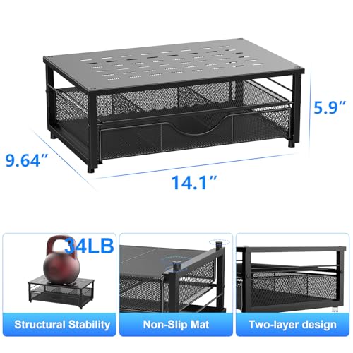 gianotter Computer Monitor Stand Riser, Desk Organizers and Accessories with Drawer, Office Desk Accessories & Workspace Desktop Organizers Storage for Printer Stand (Black)