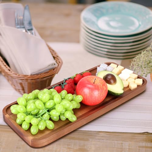 16" x 6.5" Large Wooden Serving Trays Long charcuterie Boards Rectangle Serving Platter for Cookie, Dessert, Food Dish Decorative Dinner Kitchen Tray Rectangle Cheese Board Snack Appetizer Plates