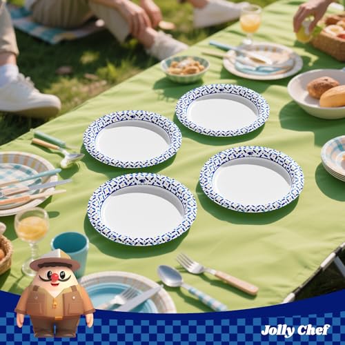 JOLLY CHEF 10 Inch Paper Plates 140 Count, Soak-Proof, Cut Proof, Disposable Heavy Duty Plates for Picnic, Family Gatherings, Parties