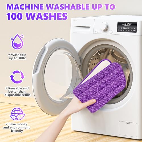 Reusable Mop Pads Compatible with Swiffer PowerMop, Microfiber Pads Refills for 13''-15'' Spray Mop, Wood Floor Replacement Refill Machine Washable for Multi-Surface Floor Cleaning, 6 Pack