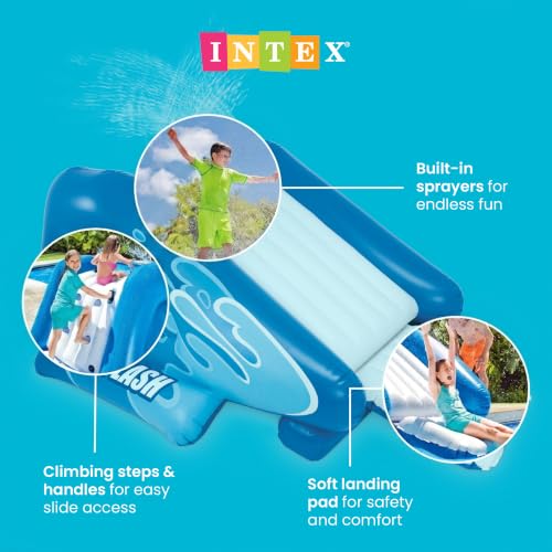 Intex Kool Splash Inflatable Water Slide Swimming Pool Play Center with Built in Sprayers for Kids and Adults, Ages 6 and Up, Blue