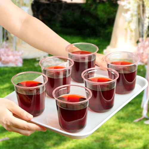 50 Pcs Pink Plastic Cups, 12 Oz Disposable Stemless Wine Glasses Cocktail Pink Party Cups for Meeting, Wedding, Birthday, Valentines Party