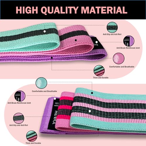 KANGFITER Long and Short Fabric Resistance Bands with Door Anchor, Non-Slip Stretch Booty Bands for Working Out Women & Men, Loop Exercise Elastic Bands for Home Physical Therapy Yoga Pilates
